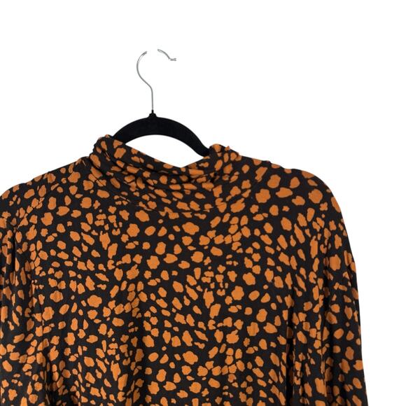 Chicos Touch of Cool Brown Cheetah Turtleneck Shirt Preppy Office Women 4 US XXL - Picture 2 of 6